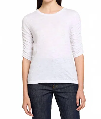 Goldie Ruched Half Sleeve Tee Top In White