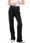 Goldie Serena Double Face Studio Pants In Black/gray Heather In Black