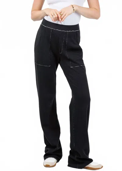Goldie Serena Double Face Studio Pants In Black/gray Heather In Blue