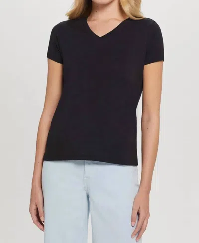 Goldie Short Sleeve Organic Boy V-neck Top In Black