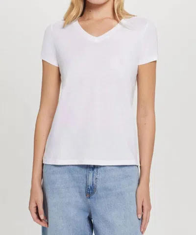 Goldie Short Sleeve Organic Boy V-neck Top In White