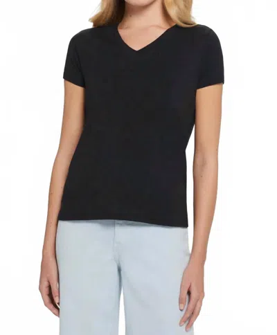 Goldie Short Sleeve Organic Boy V-neck Tee In Black