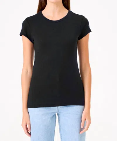 Goldie Short Sleeve Slub Crew Tee In Black