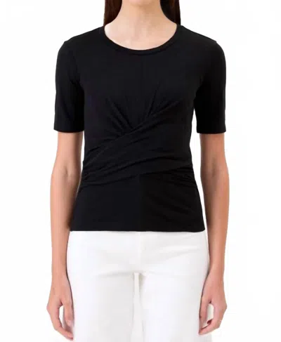 GOLDIE SHORT SLEEVE TIE FRONT WRAP TEE IN BLACK