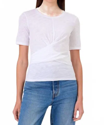 GOLDIE SHORT SLEEVE TIE FRONT WRAP TEE IN WHITE
