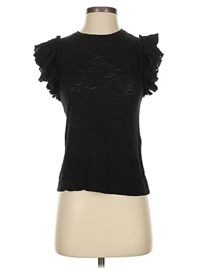 Pre-owned Goldie Short Sleeve Top Black Ruffles Neckline Tops
