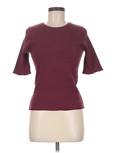 Pre-owned Goldie Short Sleeve Turtleneck In Burgundy