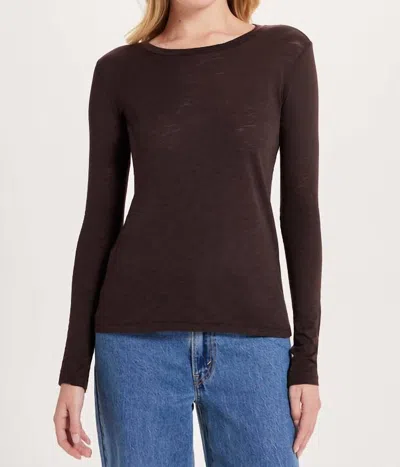 Goldie Signature Slub Long Sleeve Tee In Coffee In Brown