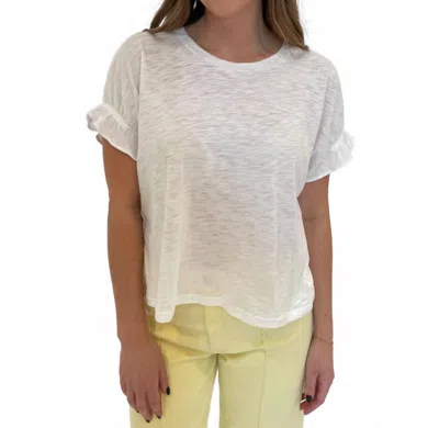 Goldie Signature Slub Puff & Ruffle Sleeve Tee In White