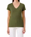 Goldie Signature Slub V-neck Tee In Cypress In Green