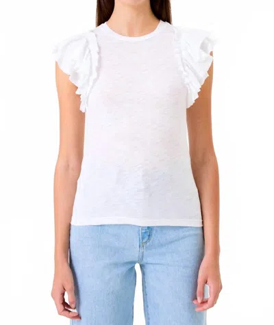 Goldie Sleeveless Double Ruffle Tee In White