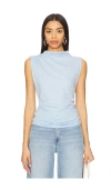 Goldie Sleeveless Draped Top In Placid