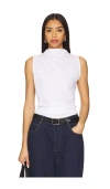 Goldie Sleeveless Draped Top In White