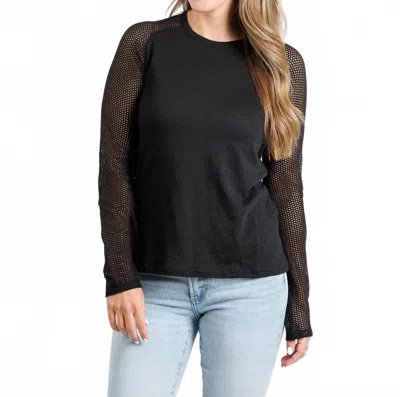 Goldie Soleil Saddle Fishnet Long Sleeve Top In Black