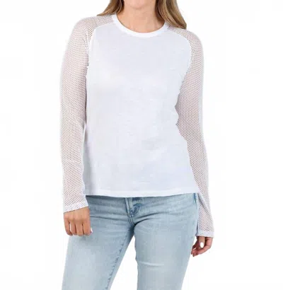 Goldie Soleil Saddle Fishnet Long Sleeve Top In White