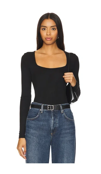 Goldie Shirt Square Neck Long Sleeve In Black