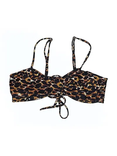 Pre-owned Goldie Swimsuit Top Brown Animal Print Pattern Swimwear