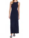 Goldie Tees Maia Cotton Rib Maxi Dress In Navy Blue In Blue