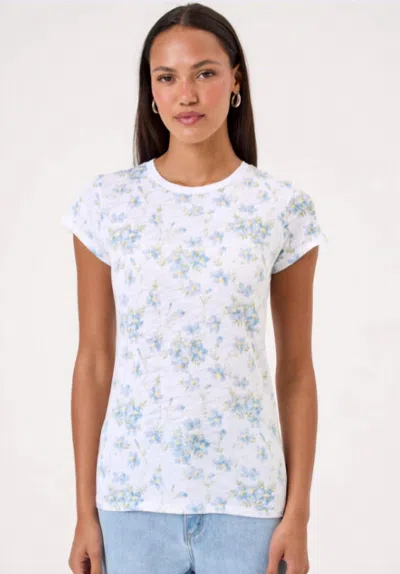 Goldie Tees Meadow Short Sleeve Floral Ringer Tee In Bluebell