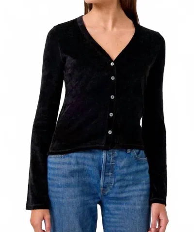 Goldie Tees Velour V Cardigan In Black