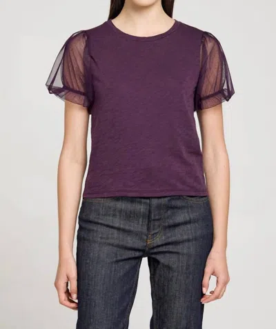 Goldie Tulle Princess Sleeve Tee In Aubergine