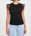 Goldie Tulle Ruffle Shell Top In Black In Black