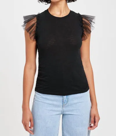 Goldie Tulle Ruffle Shell Top In Black