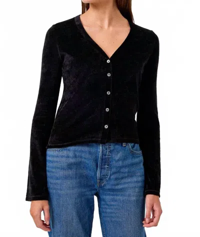 Goldie Velour Crush Cardigan In Black