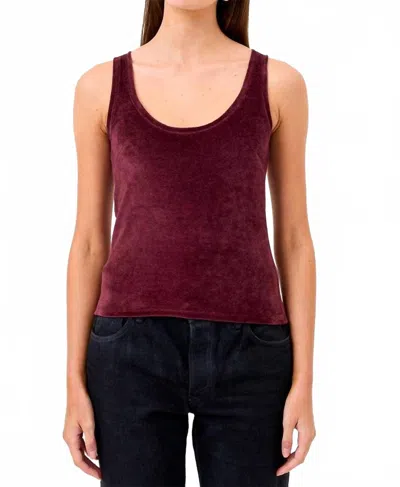 Goldie Velour Tank In Bordeaux In Burgundy