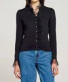 Goldie Isabel Long Sleeve Ruffle Shirt In Black In Black