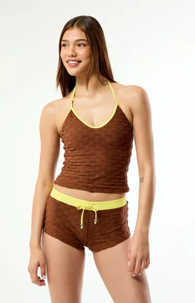 Goldie Women's Brown Textured Margo Tank Bikini Top