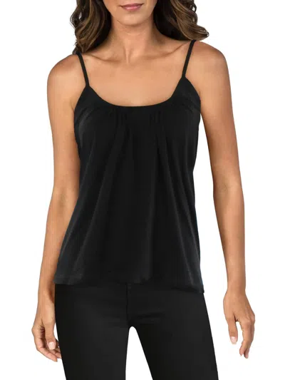 Goldie Womens Gathered Neck Tank Pullover Top In Black