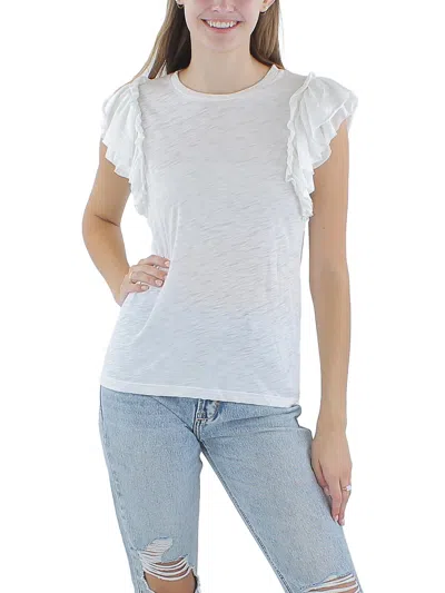 Goldie Womens Ruffled Cotton Pullover Top In Blue
