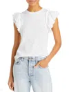 GOLDIE WOMENS RUFFLED SLEEVE BURNOUT PULLOVER TOP