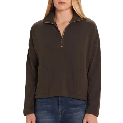 Goldie Yosemite Quarter Zip Sweater In Brown In Black