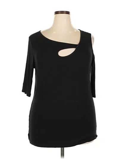 Pre-owned Goldray 3/4 Sleeve Top Black Cold Shoulder Neckline Tops