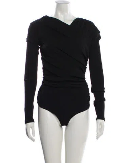 Pre-owned Goldsign Asymmetrical Long Sleeve Bodysuit In Black