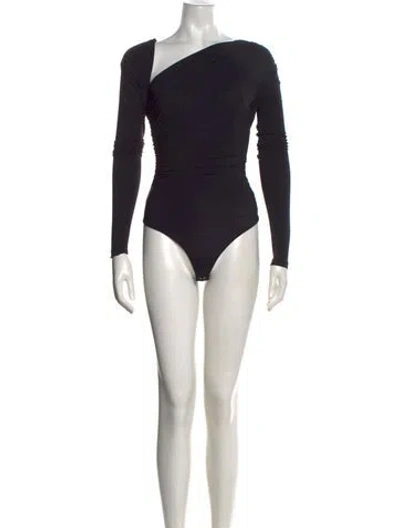 Pre-owned Goldsign Asymmetrical Long Sleeve Bodysuit In Black
