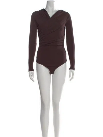 Pre-owned Goldsign Asymmetrical Long Sleeve Bodysuit In Brown