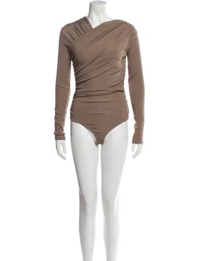 Pre-owned Goldsign Asymmetrical Long Sleeve Bodysuit In Neutral