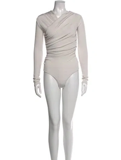 Pre-owned Goldsign Asymmetrical Long Sleeve Bodysuit In White