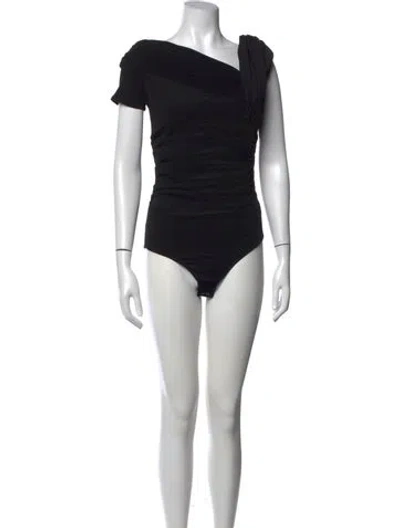 Pre-owned Goldsign Asymmetrical Short Sleeve Bodysuit In Black