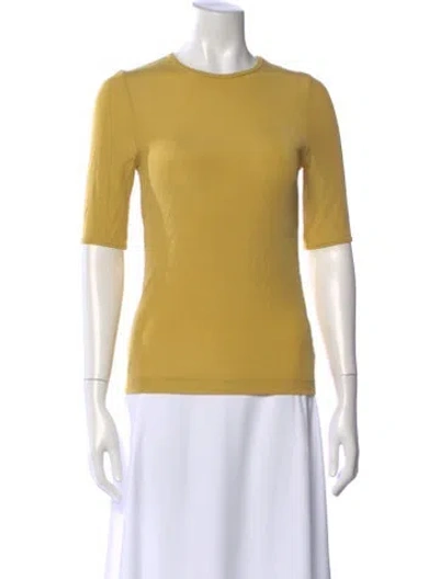 Pre-owned Goldsign Crew Neck Three-quarter Sleeve Top In Yellow