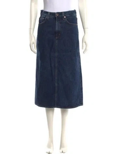 Pre-owned Goldsign Cutout Accent Midi Length Skirt In Blue