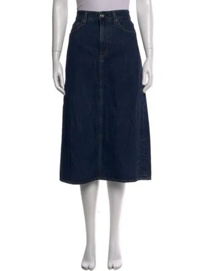 Pre-owned Goldsign Cutout Accent Midi Length Skirt In Blue