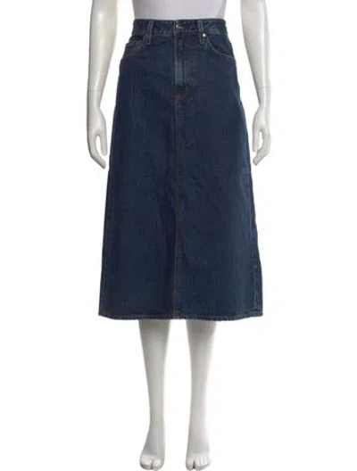 Pre-owned Goldsign Cutout Accent Midi Length Skirt In Blue