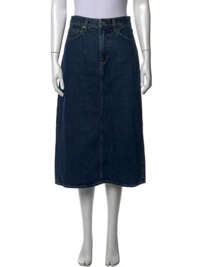 Pre-owned Goldsign Cutout Accent Midi Length Skirt In Blue