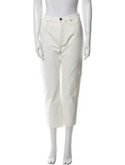 Pre-owned Goldsign High-rise Straight Leg Jeans In White