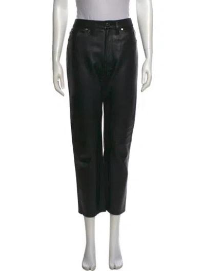 Pre-owned Goldsign Lamb Leather Straight Leg Pants In Black