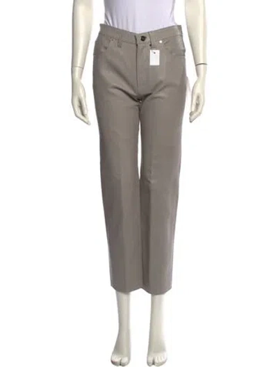 Pre-owned Goldsign Lamb Leather Straight Leg Pants In Neutral